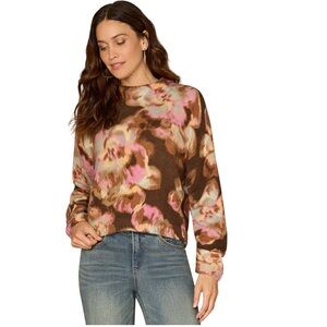 Democracy Petite Mock Neck Printed Sweater